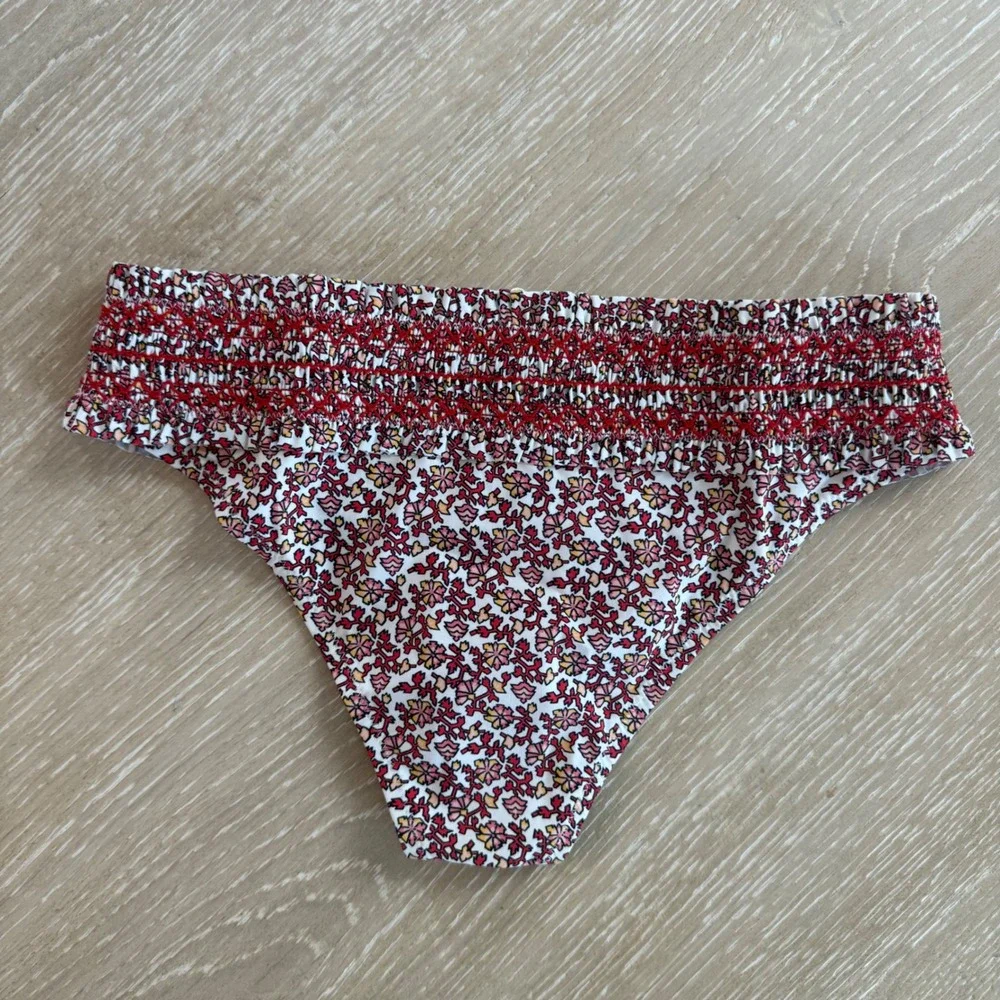 Tory Burch Costa Printed Hipster Bikini Bottom Wild Pansy Mini Red Floral XS NEW